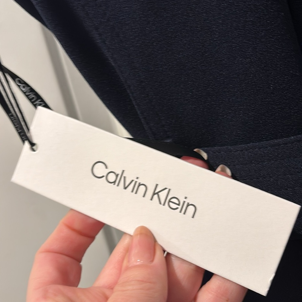 NWT Calvin Klein Navy Dress w/gold zippers (6) - Picture 6 of 7